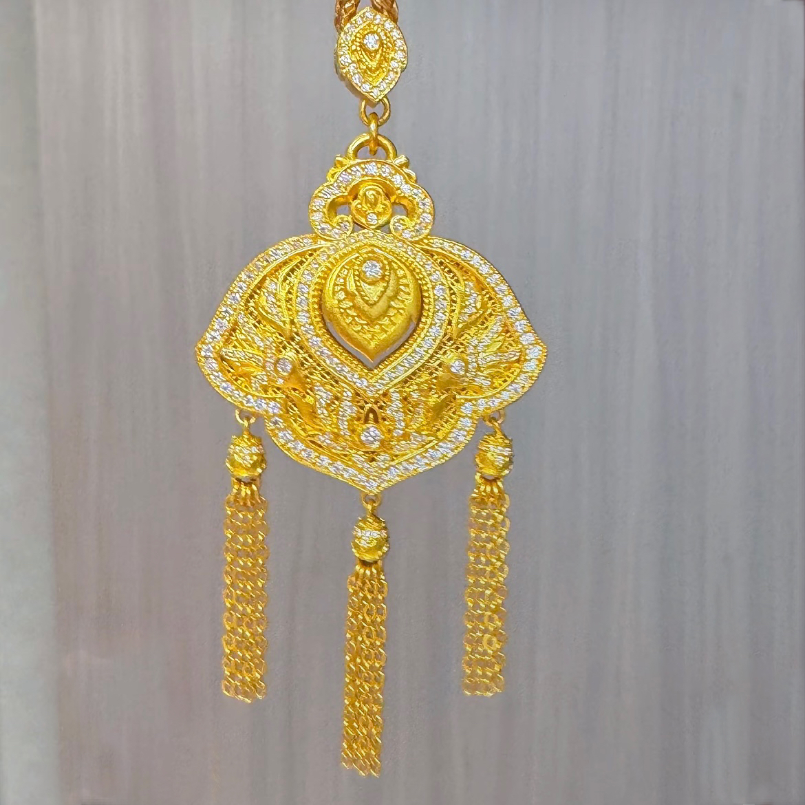 6-EE【秀秀专享】足金999 镶嵌青云有信吊坠