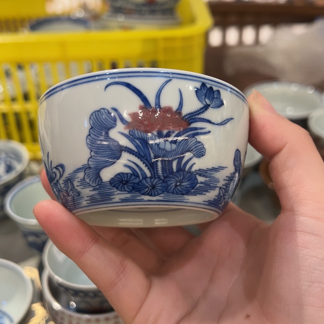 风**时微瑕臻玉古坊釉里红杯杯杯杯