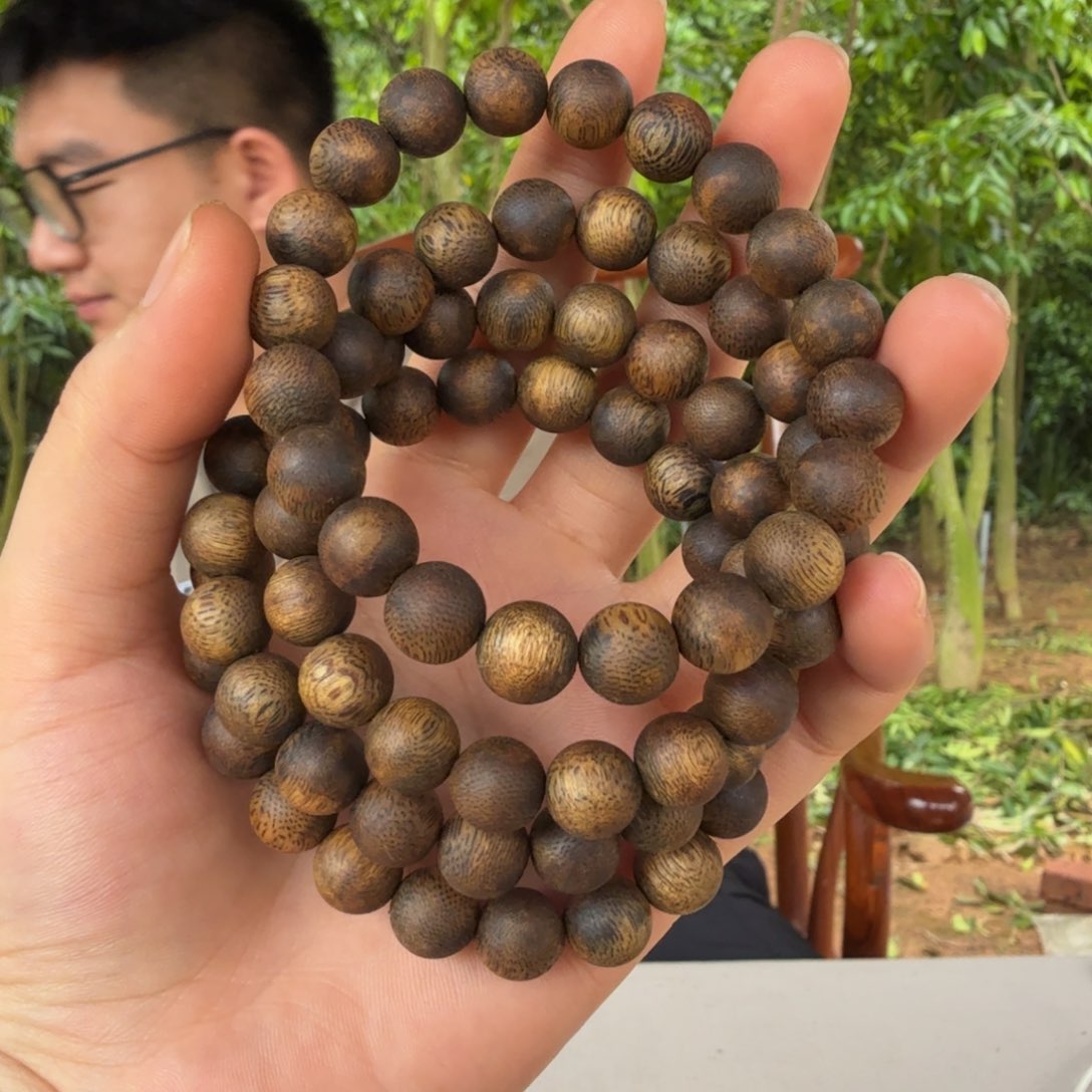 沉香碎屑沉香乌身圆叶圆珠单圈10*8 多样性发一