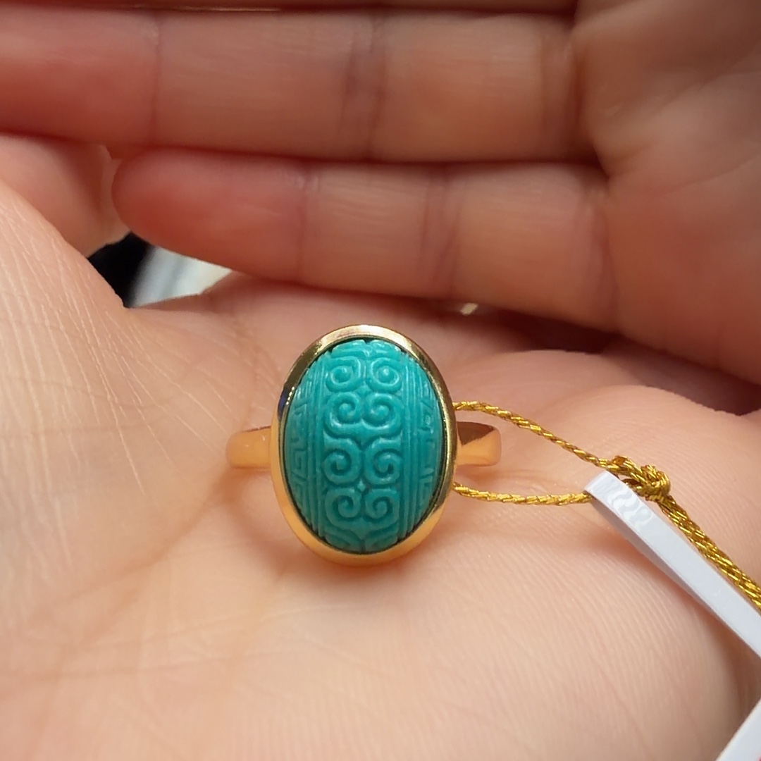 绿松石银S925镶嵌戒指