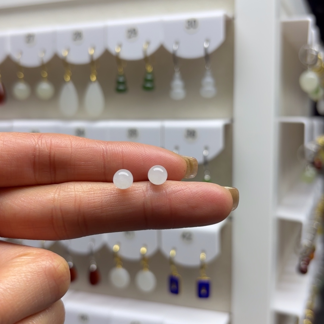 和田玉银S925镶嵌耳饰