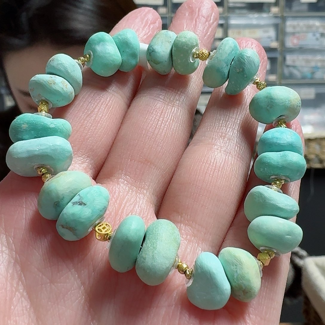 绿松石珠宝奇石18K金镶嵌