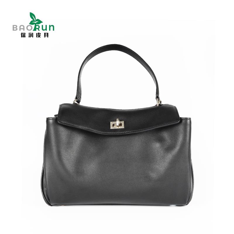 【RD牛皮】时尚百搭女士真皮黑色手拎包秋冬大容量休闲单肩斜跨包