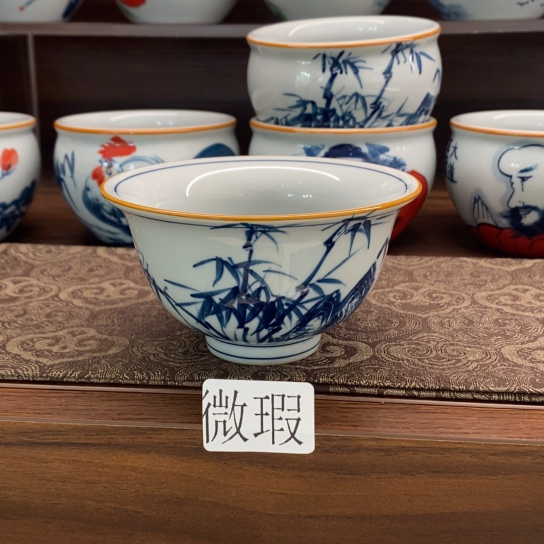 微瑕釉下彩纯手绘手工绘制