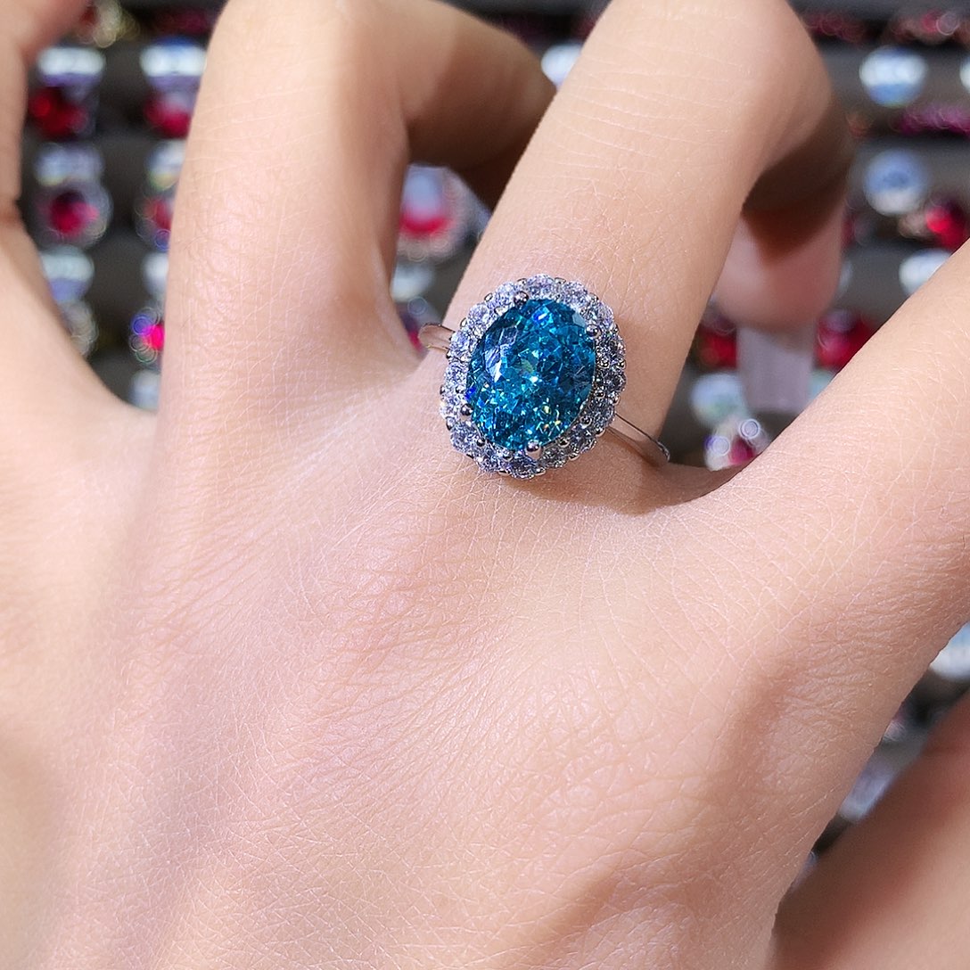 银S925镶嵌戒指碧玺白810鸟巢切