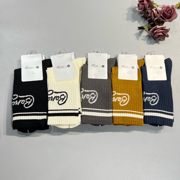 十双装男款高腰厚款棉袜秋冬保暖袜提花