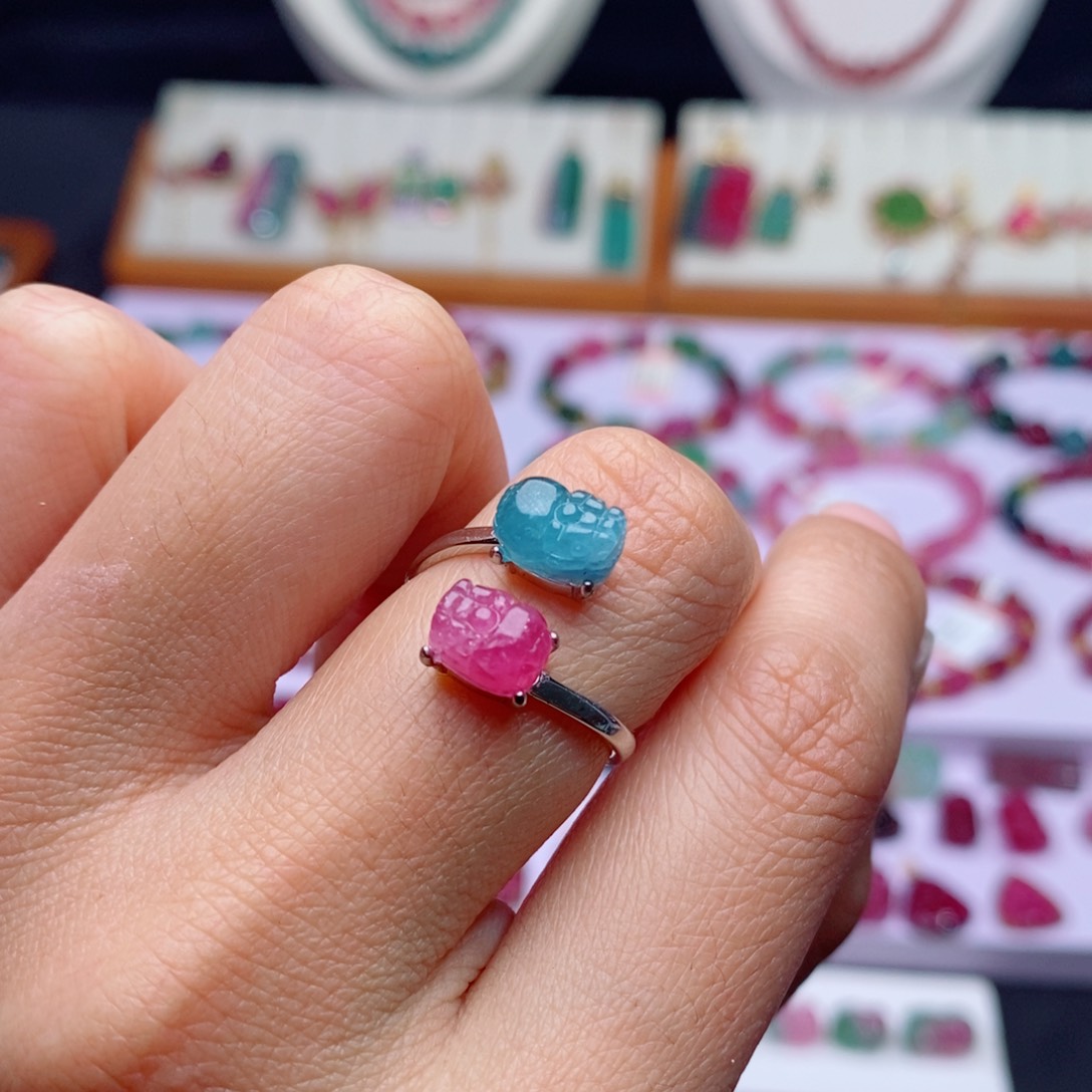 未镶嵌戒指碧玺貔貅戒指d