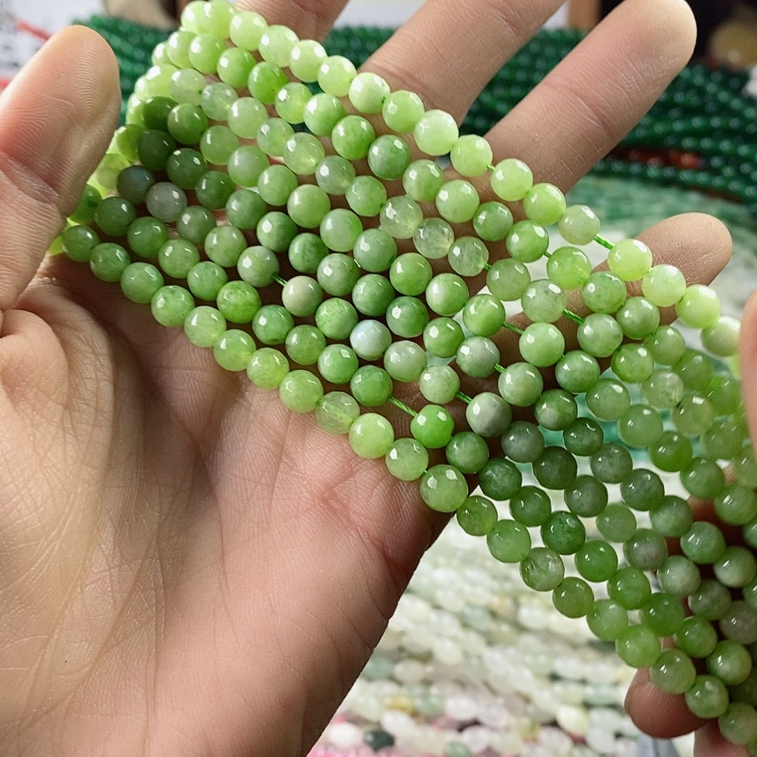 玛瑙/玉髓珠宝半成品合金一条6mm切面橄榄玉D419