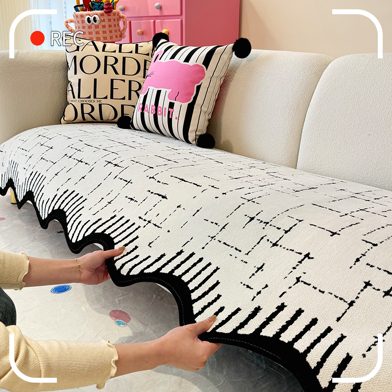 (异形白茶)雪尼尔异形2025新款沙发坐垫盖布新款沙发垫防滑四季款