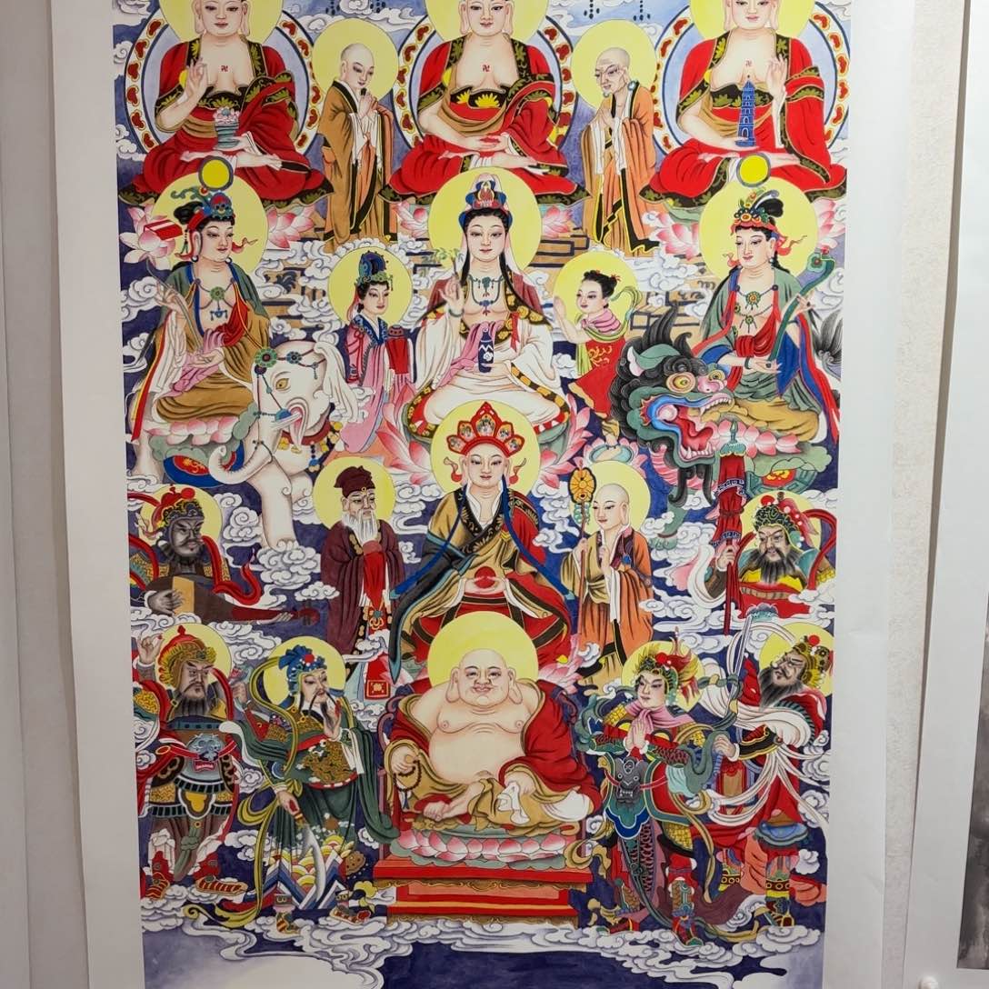 封***宴国画精品工笔全佛图