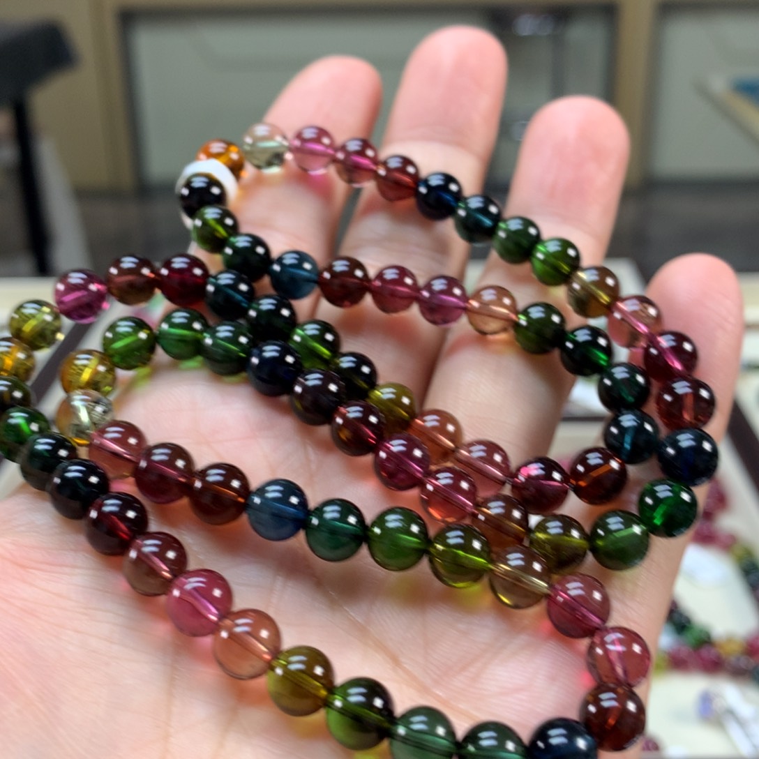 碧玺未镶嵌手链7.3左右