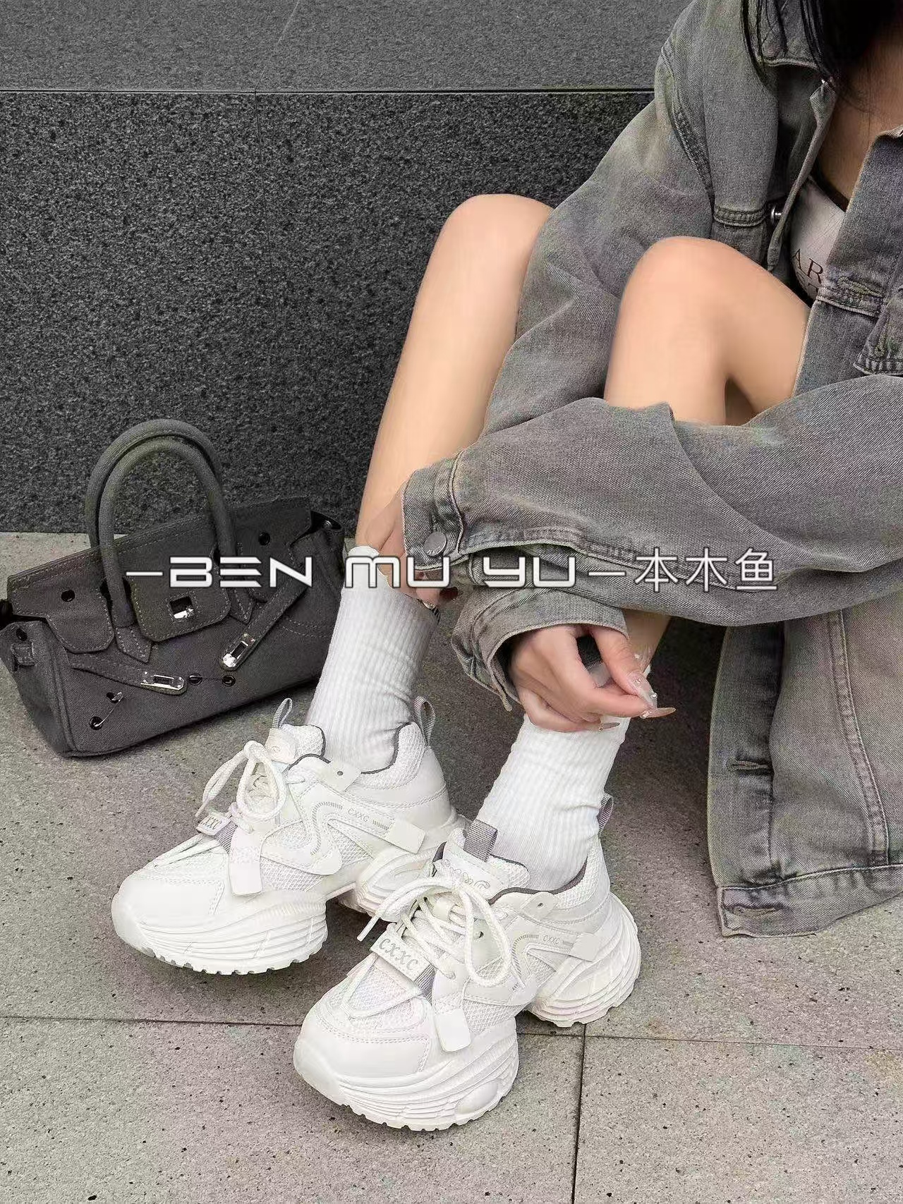 【韩衣舍】6885春季透气增高老爹鞋时尚休闲鞋厚底ins复古韩版