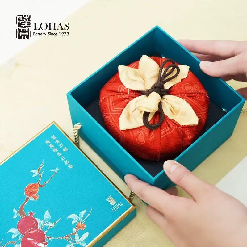 家用旅行富贵红陶瓷四件套组