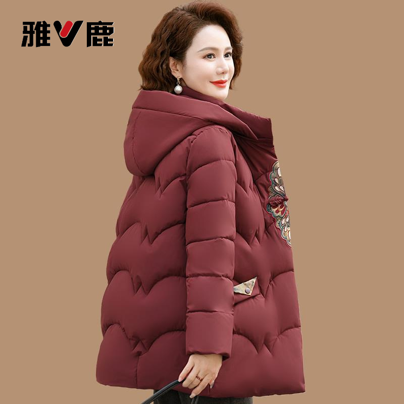 雅鹿新中式妈妈冬装外套新款羽绒服中老年人女秋冬国风加厚保暖