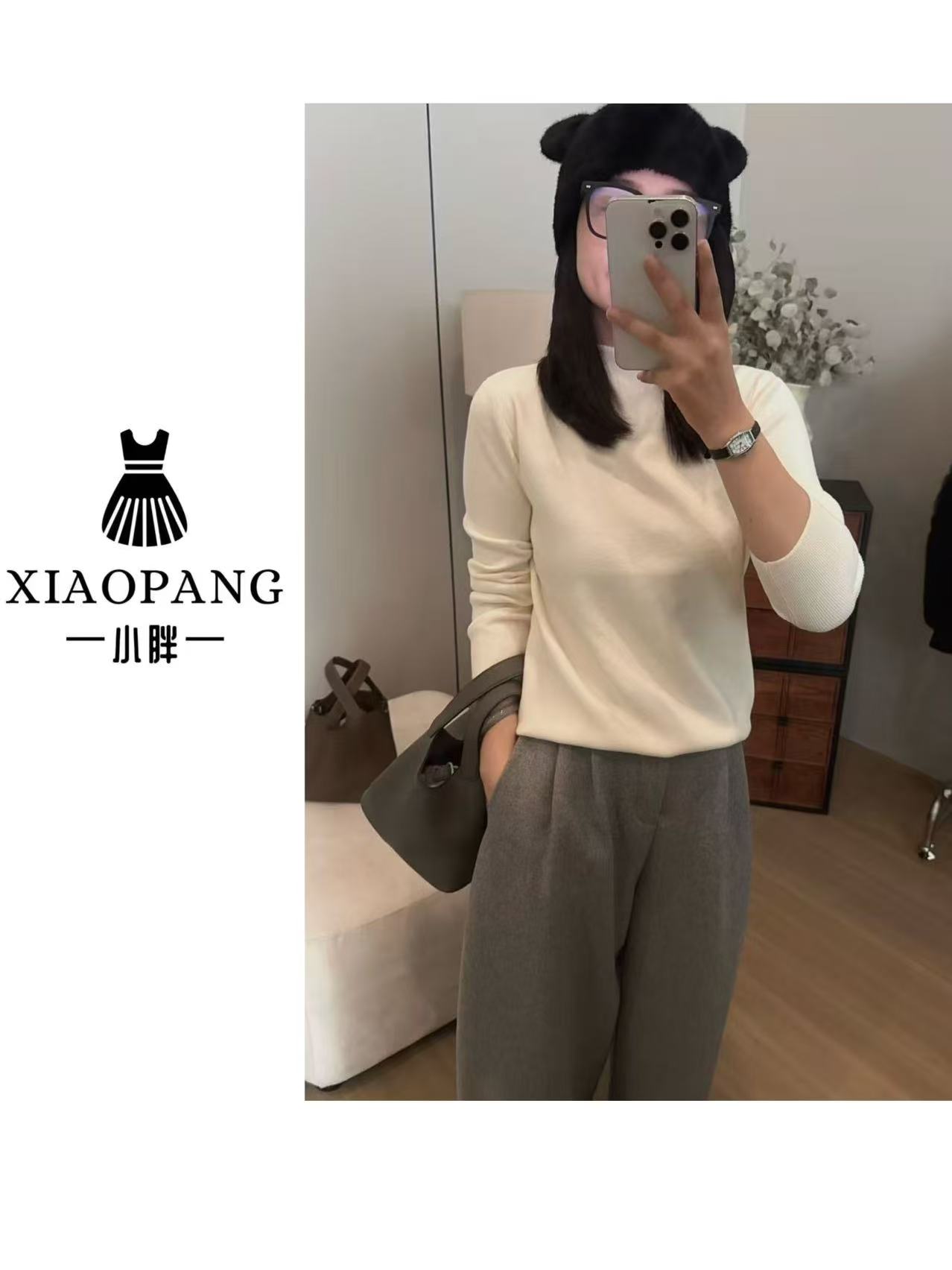 【小胖家】8011秋冬半高领加绒糖果色打底上衣