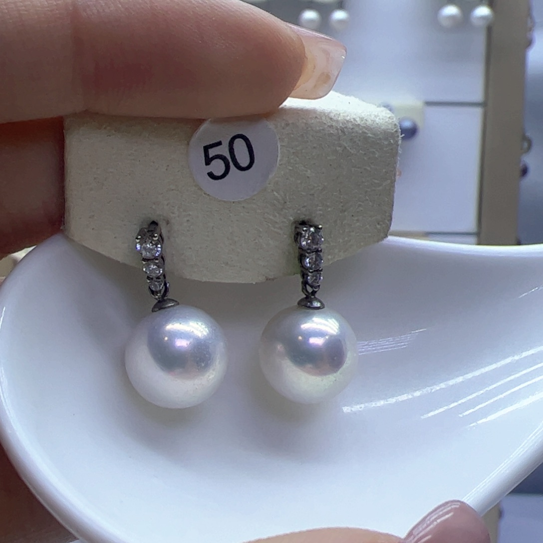 淡水珍珠耳饰银S925镶嵌