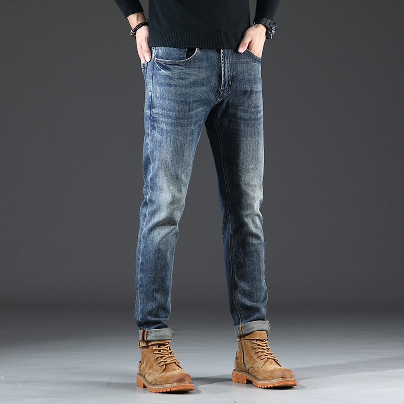 孤品秋冬修身牛仔裤男