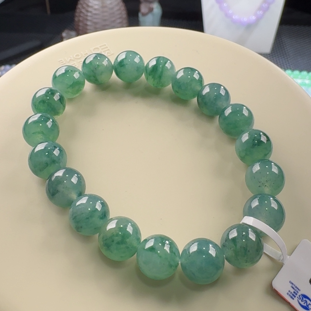 翡翠手链未镶嵌冰飘绿花手串卡10 新款！爆绿花！