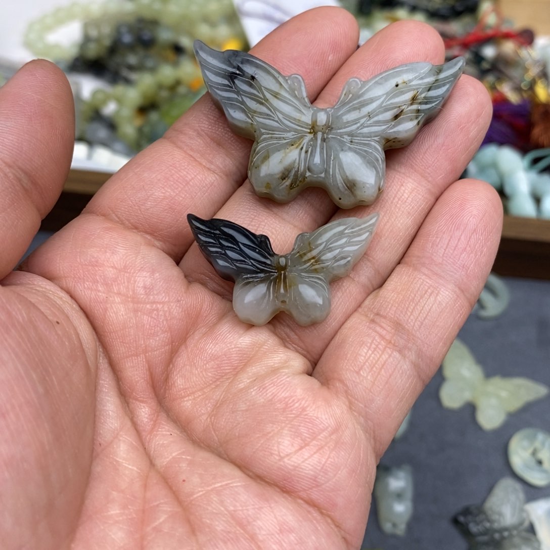 岫玉纯天然岫玉挂件戒指微瑕福利未镶嵌