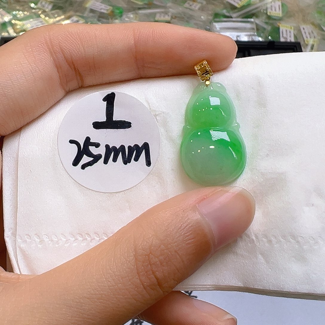 翡翠18K金镶嵌吊坠(不含链)翡翠