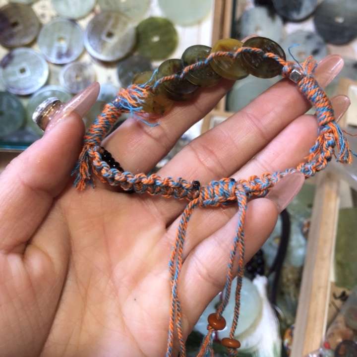 岫玉岫玉五帝钱手链未镶嵌