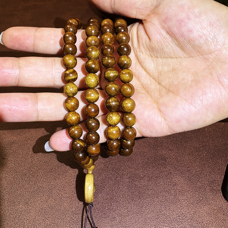 【木禅记】金丝楠108x8mm枯木老料108颗水波手串珠手链项链小叶桢楠