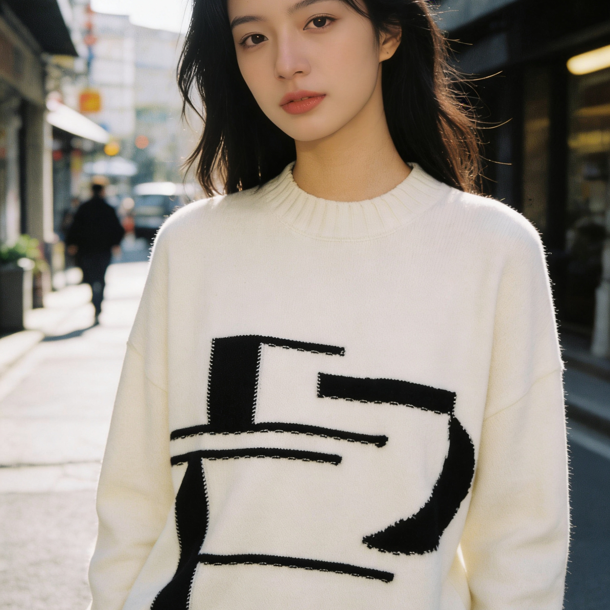 秋季新款复古慵懒风宽松针织套头衫 7092