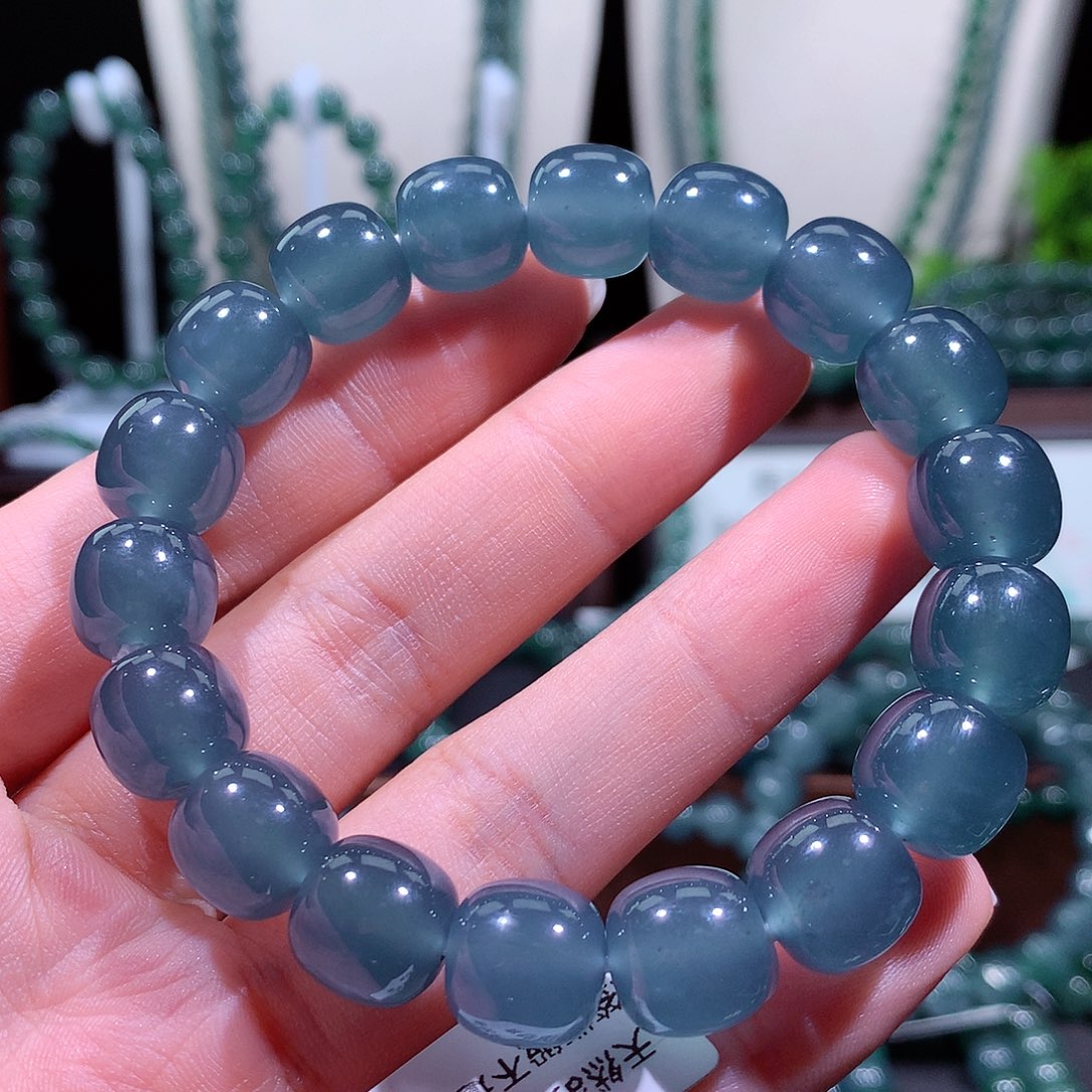 作***巫翡翠未镶嵌手链天然a货翡翠手串12