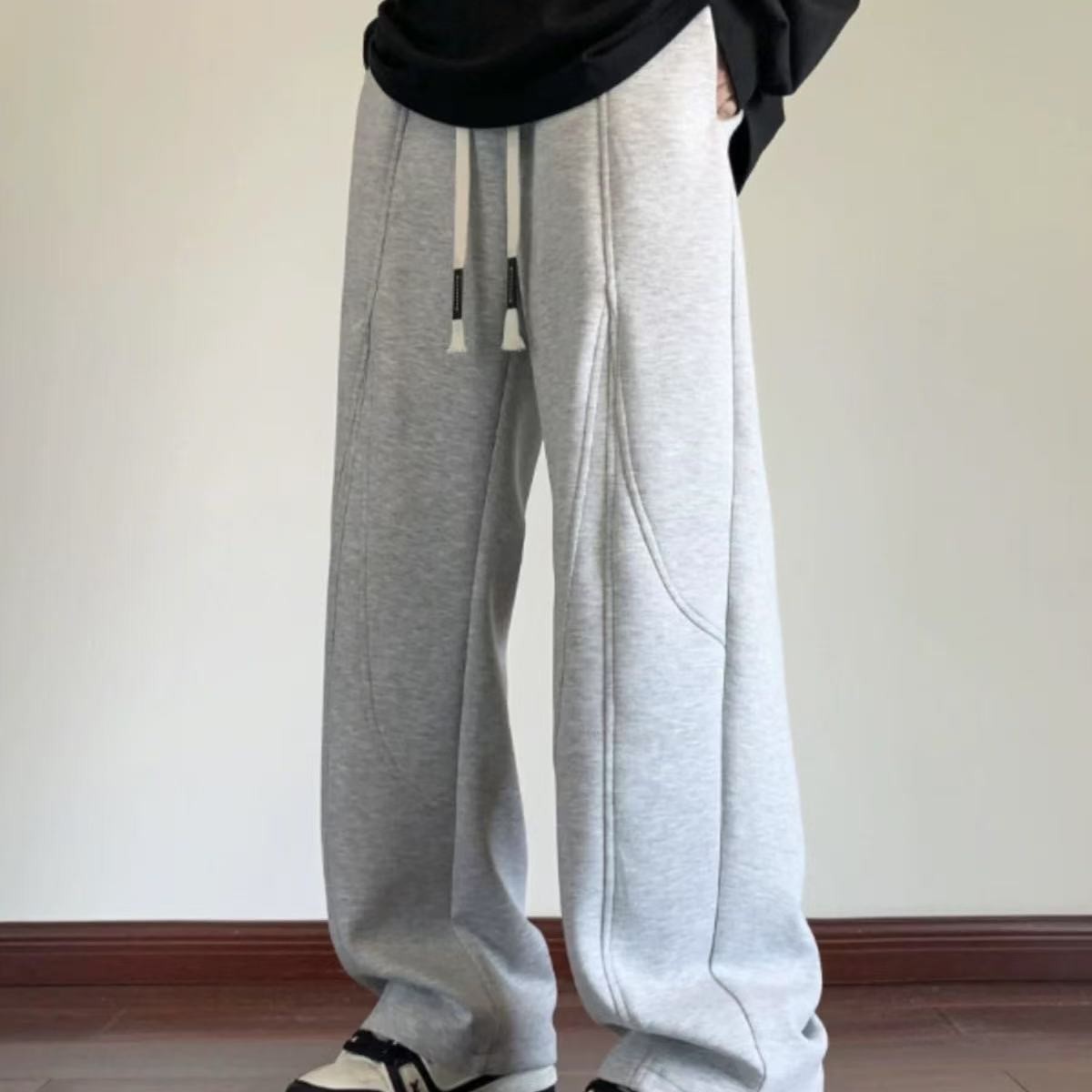 409/1578/116-18  复古拼接弯刀休闲裤男女宽松裤子