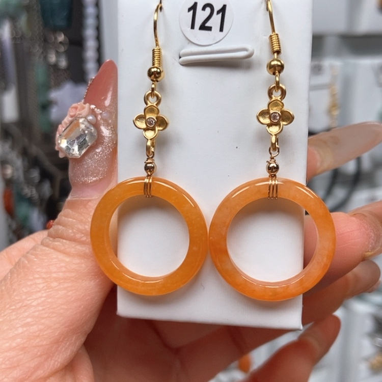 【闪购商品】翡翠耳饰银S925镶嵌优化耳饰