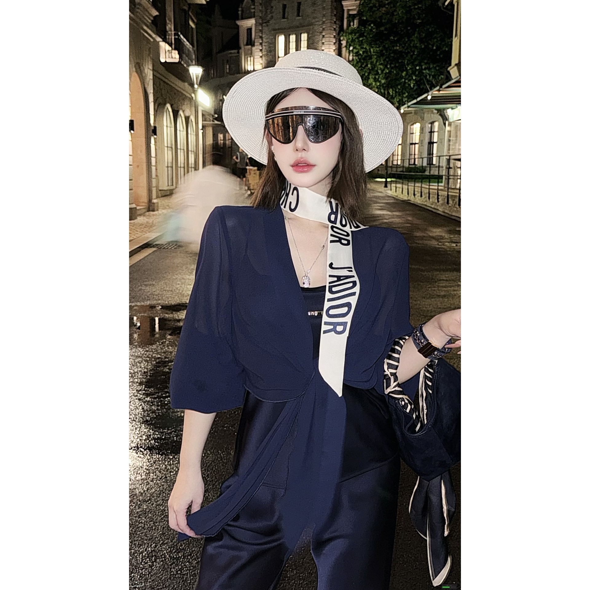 高端大女主气质高端经典时髦微喇裤三件套D2521016H