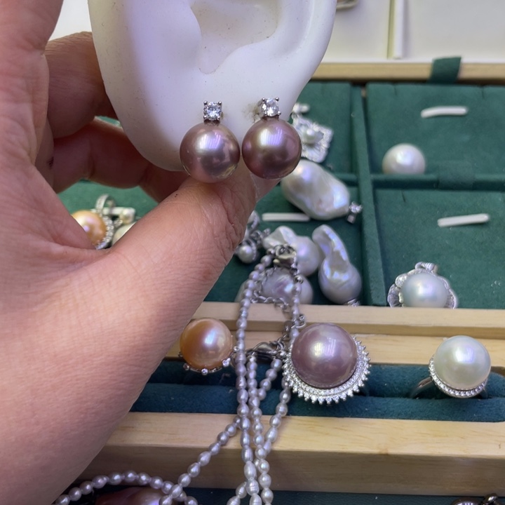 淡水珍珠耳饰银S925镶嵌