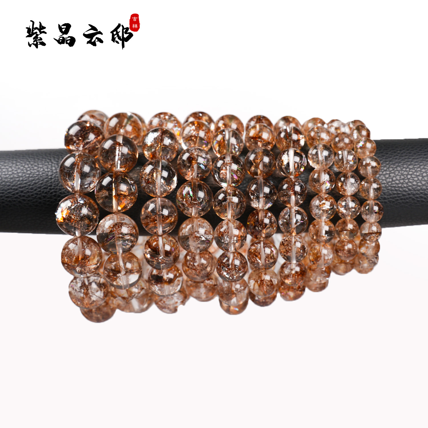 W6 有瑕 黑金锦鲤金箔胶花闪灵手串 多样性发其一