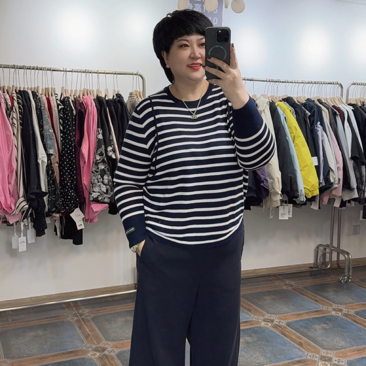 3897秋冬新品两色条纹针织衫/feh