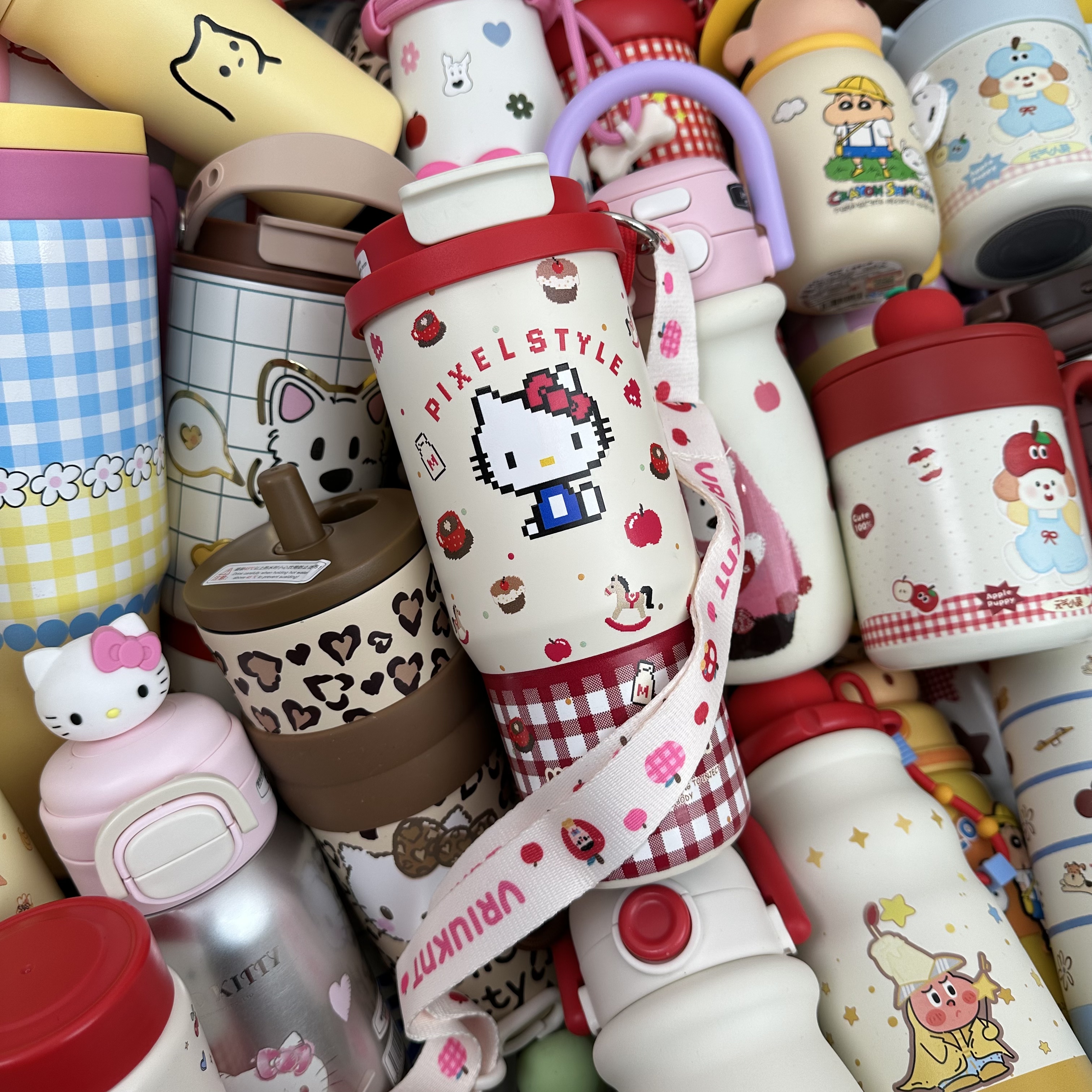 高颜值定制品牌水杯便携外带保温杯可爱双饮大容量像素2母婴