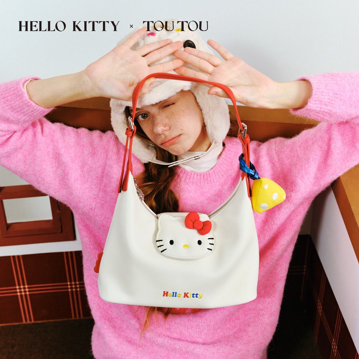 TOUTOUhellokitty三丽鸥凯蒂猫腋下包哈喽kt单肩斜挎包生日礼物女