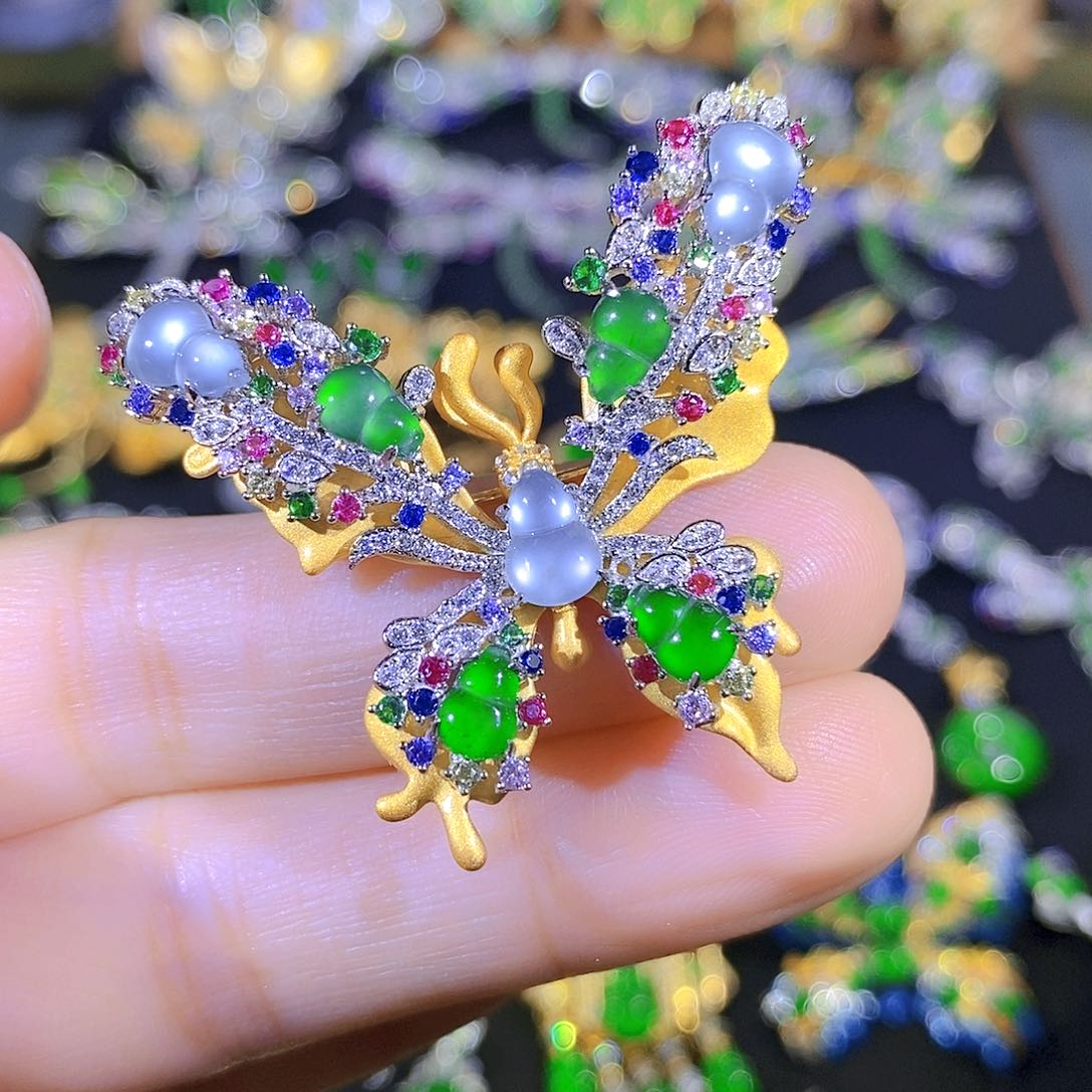 吊坠(不含链)银S925镶嵌翡翠