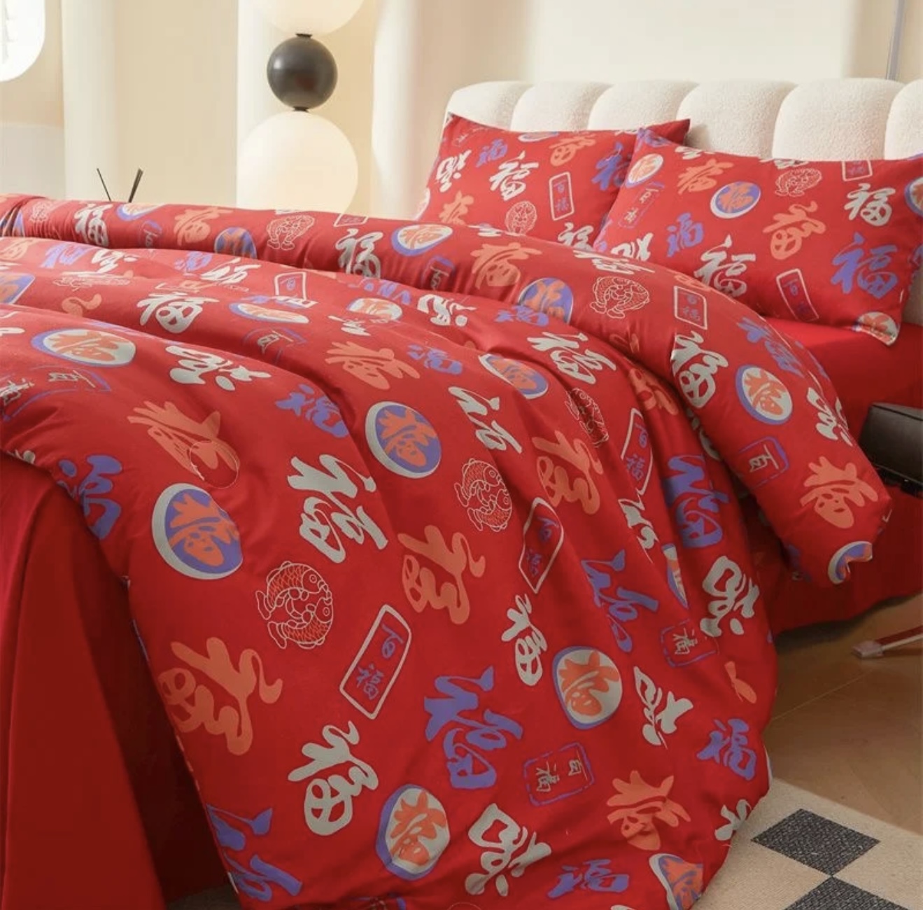 双人床单-【百福全家福】尺寸2.3*2.3米秋冬季加密加厚斜纹床单