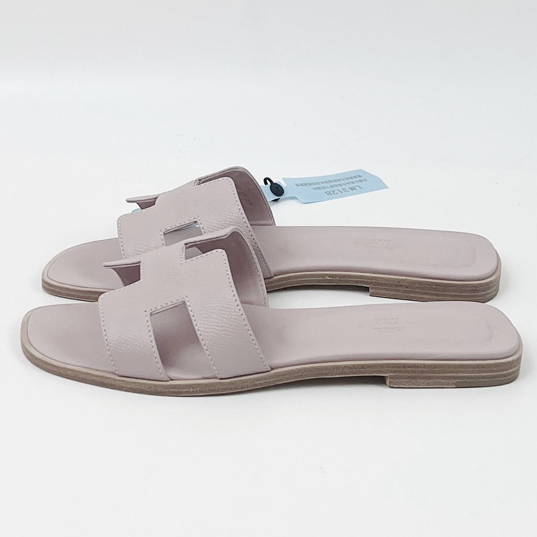 全新未使用 Hermes/爱马仕 37码 粉色H平底拖鞋 全新 lm3128