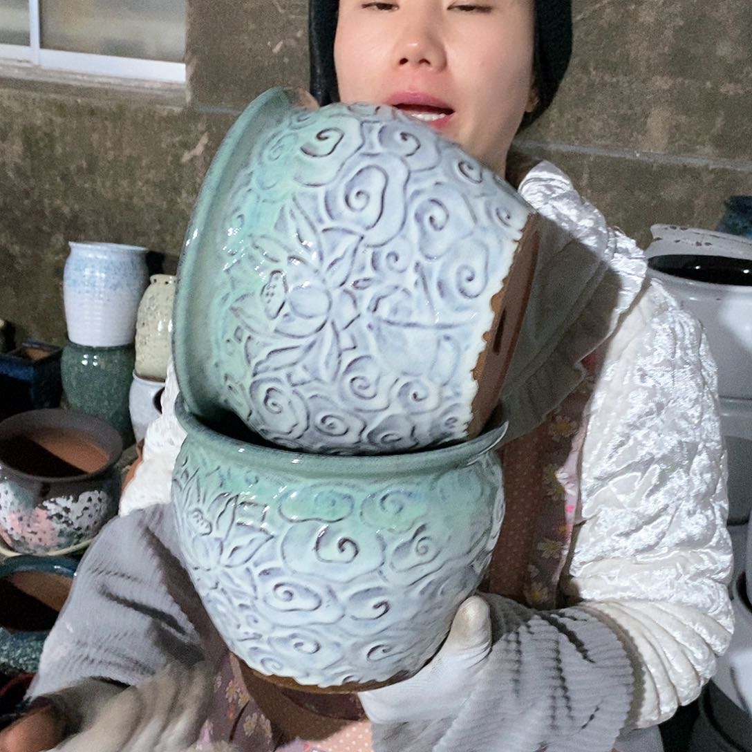 紫砂花盆瑕疵口20高16瑕疵