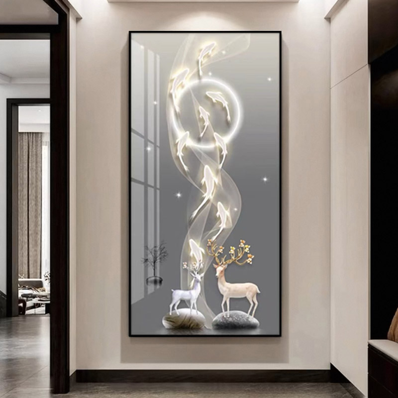 620九鱼玄关现代轻奢入户门装饰画走廊过道晶瓷挂画直播间专属