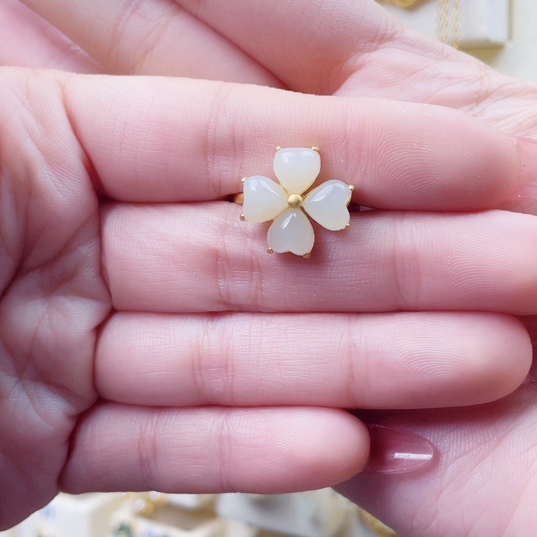 和田玉银S925镶嵌戒指