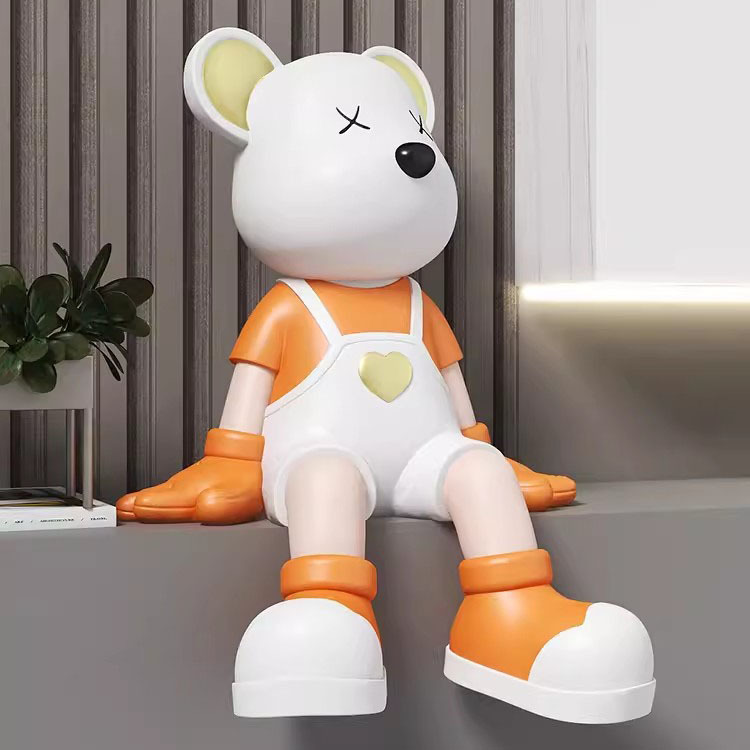 创意坐姿网红暴力熊轻奢公仔摆件客厅电视柜大型落地装饰品爱心熊