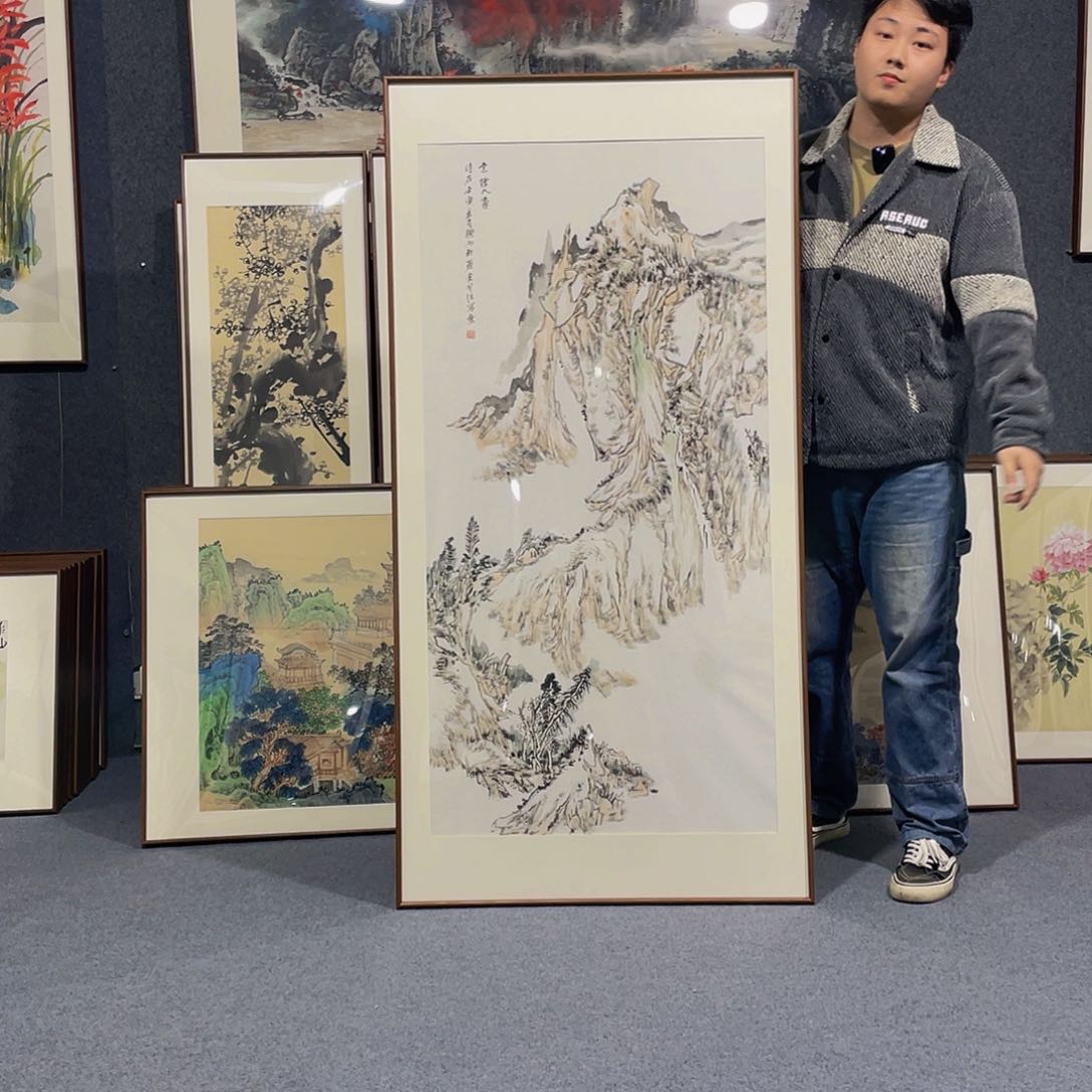 国画手绘作品带框