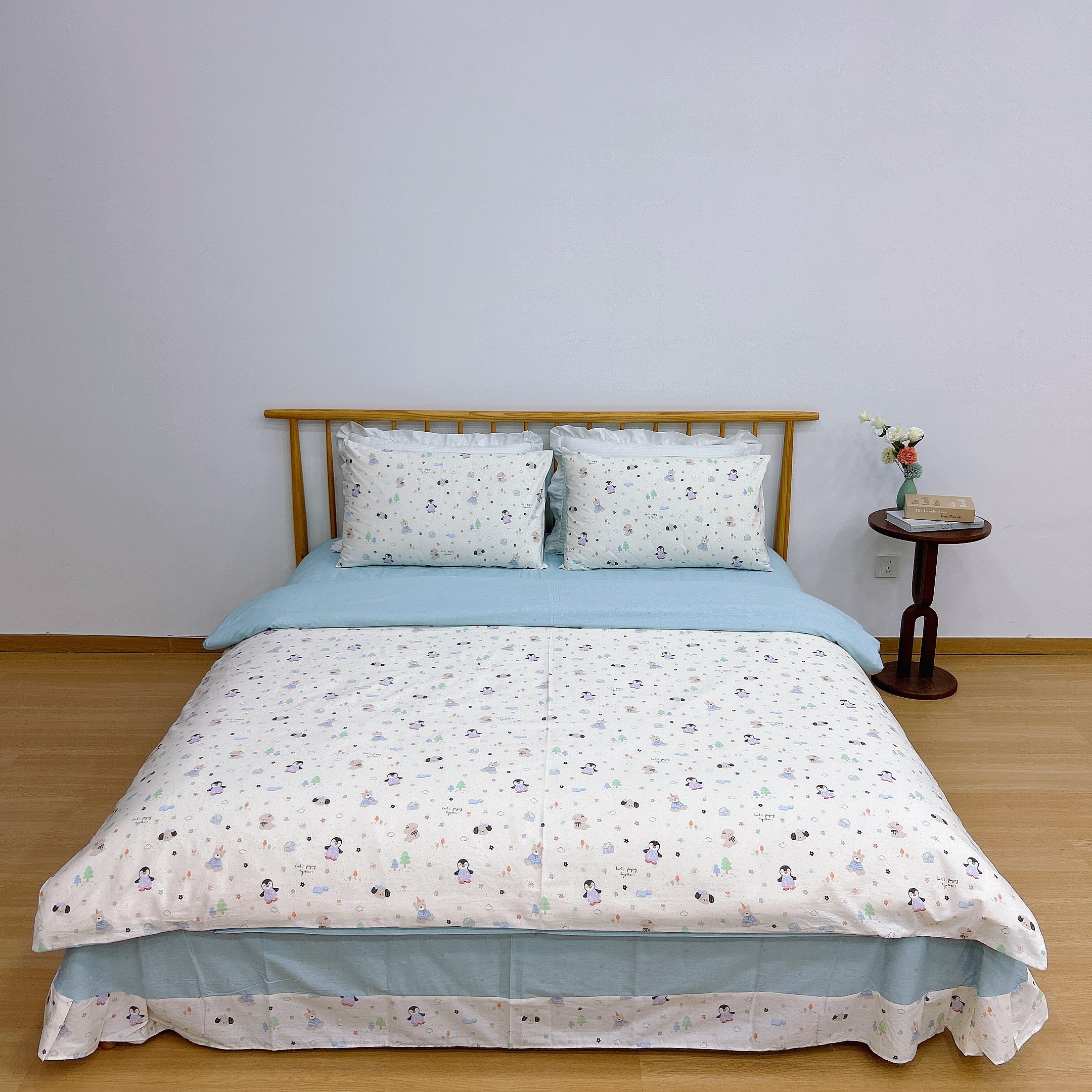 有瑟【QQ乐园】纯棉精梳棉花边款四件套 亲肤柔软透气床品套件