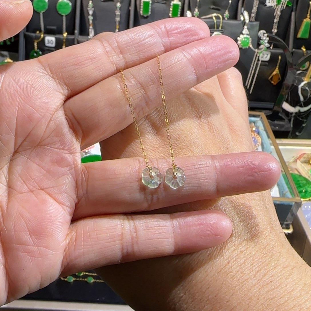 翡翠18K金镶嵌颈饰耳线