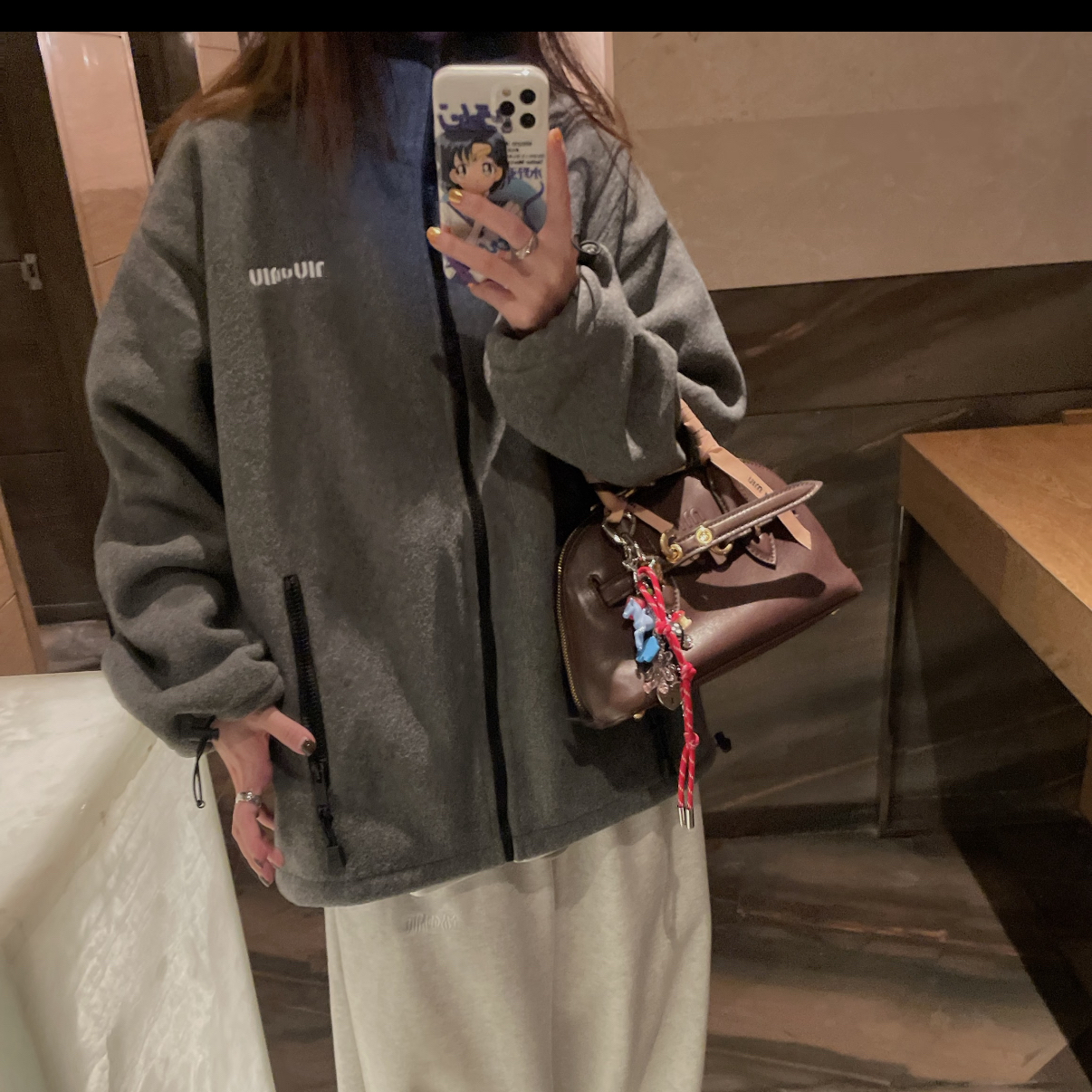 LuoXue 早秋新款摇粒绒拉链立领夹克百搭上衣