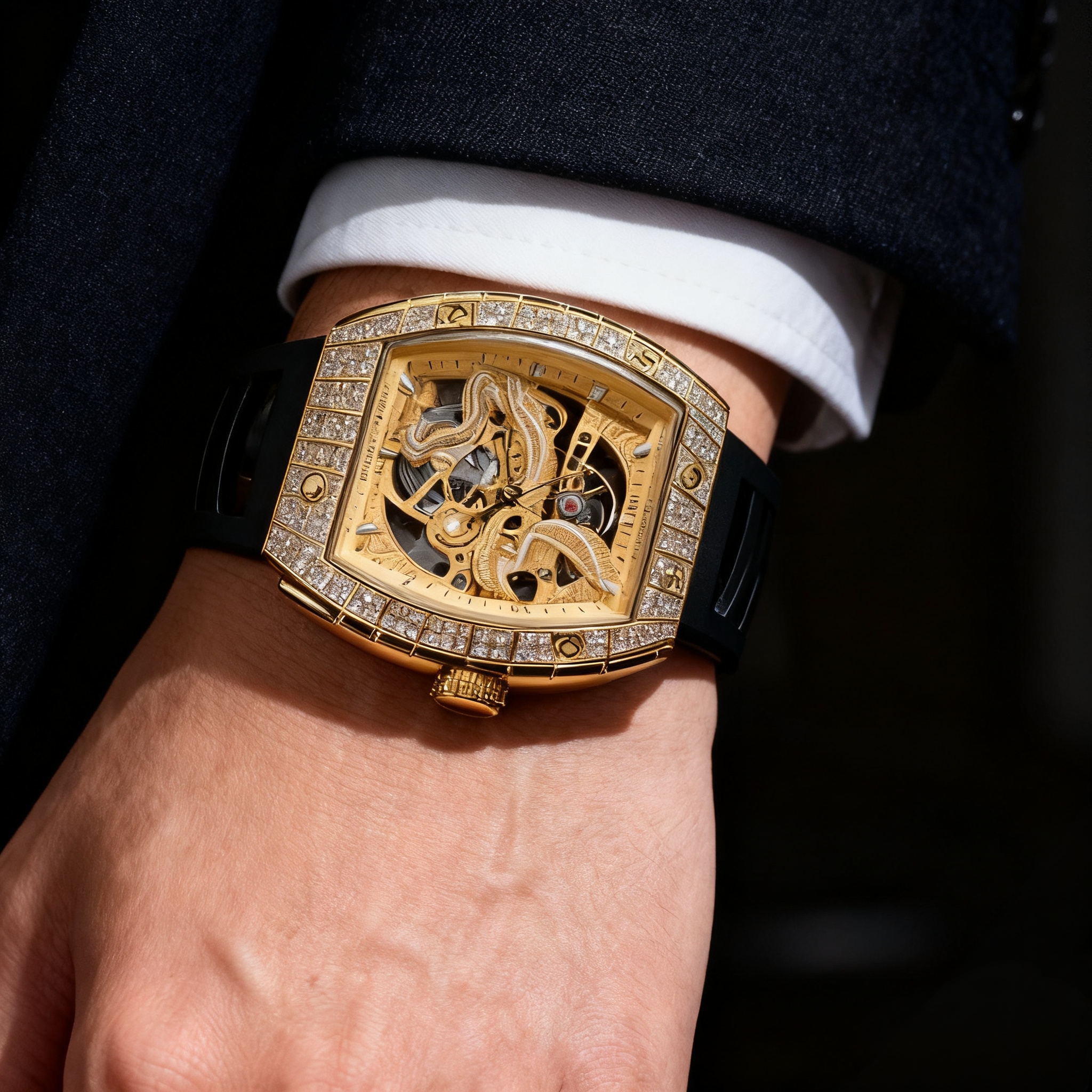 GEYA/格雅长城鎏金纪念版男士腕表镂空酒桶型全自动机械手表78202