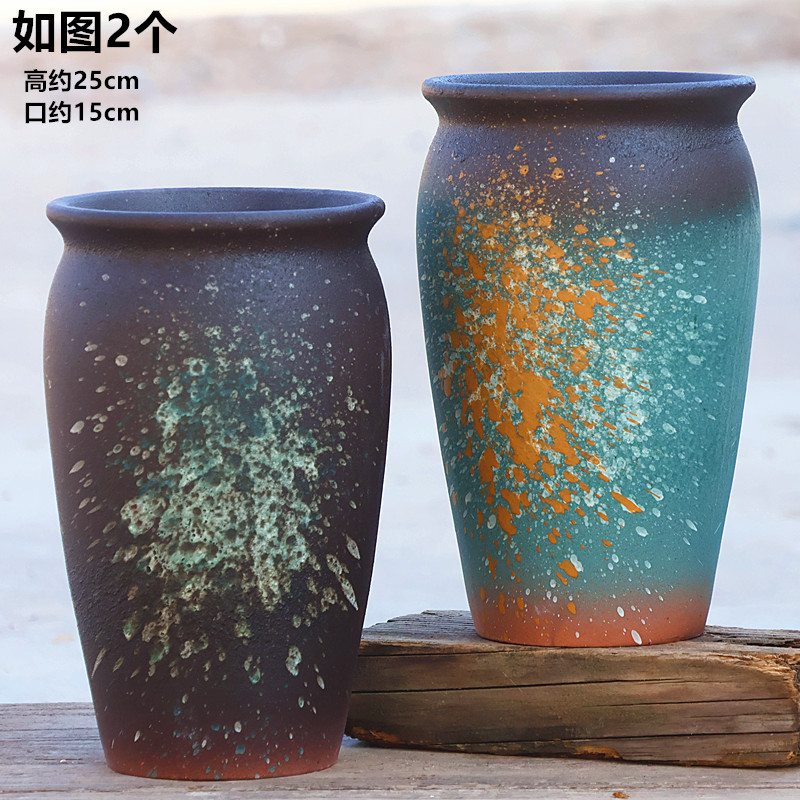 粗陶多肉花盆大口径泼墨紫砂高桩组合悬崖法师群生陶瓷桩陶罐包邮