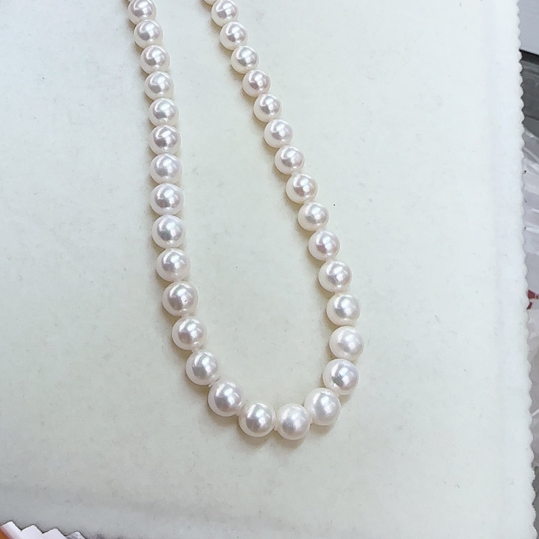 淡水珍珠颈饰银S925镶嵌9-10无核极光镜面正圆白亮